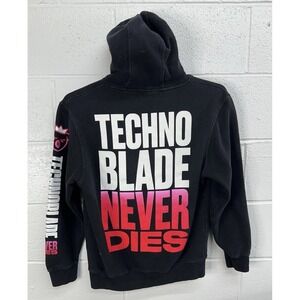 Technoblade Never Dies Hoodie Hooded Sweatshirt Mens Medium Black Pig Crown